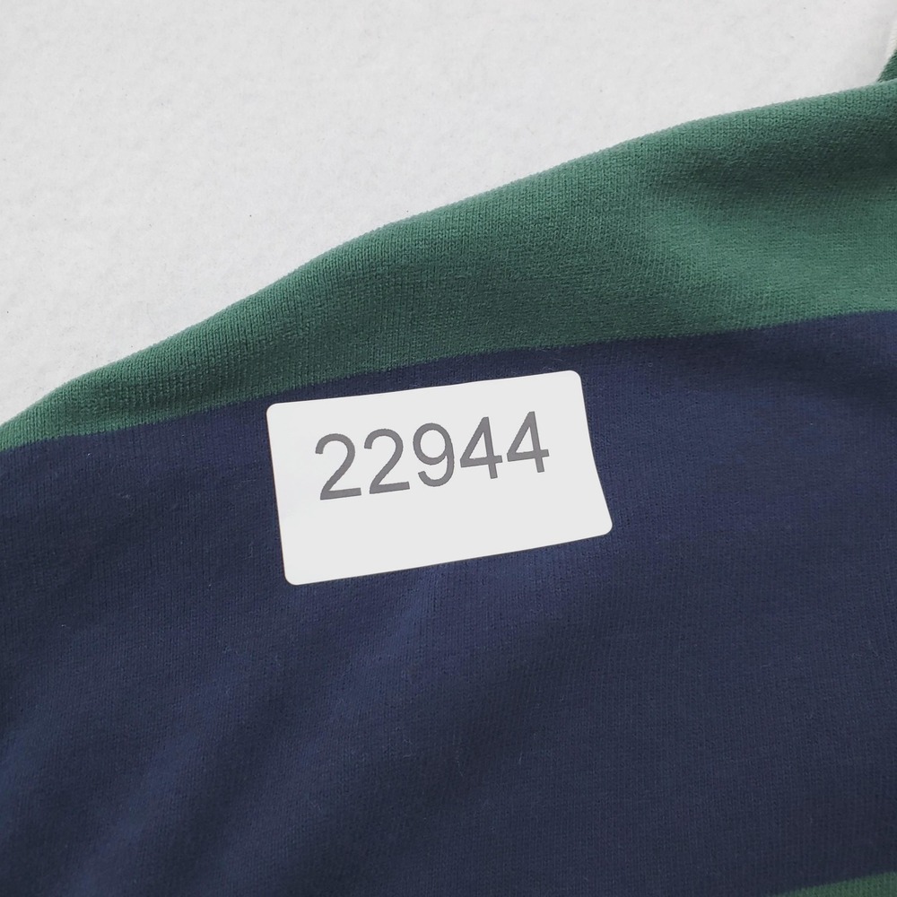 Abercrombie & Fitch Rugby Shirt Mens XL Green Navy Striped Cropped Y2K Vintage - Picture 9 of 9